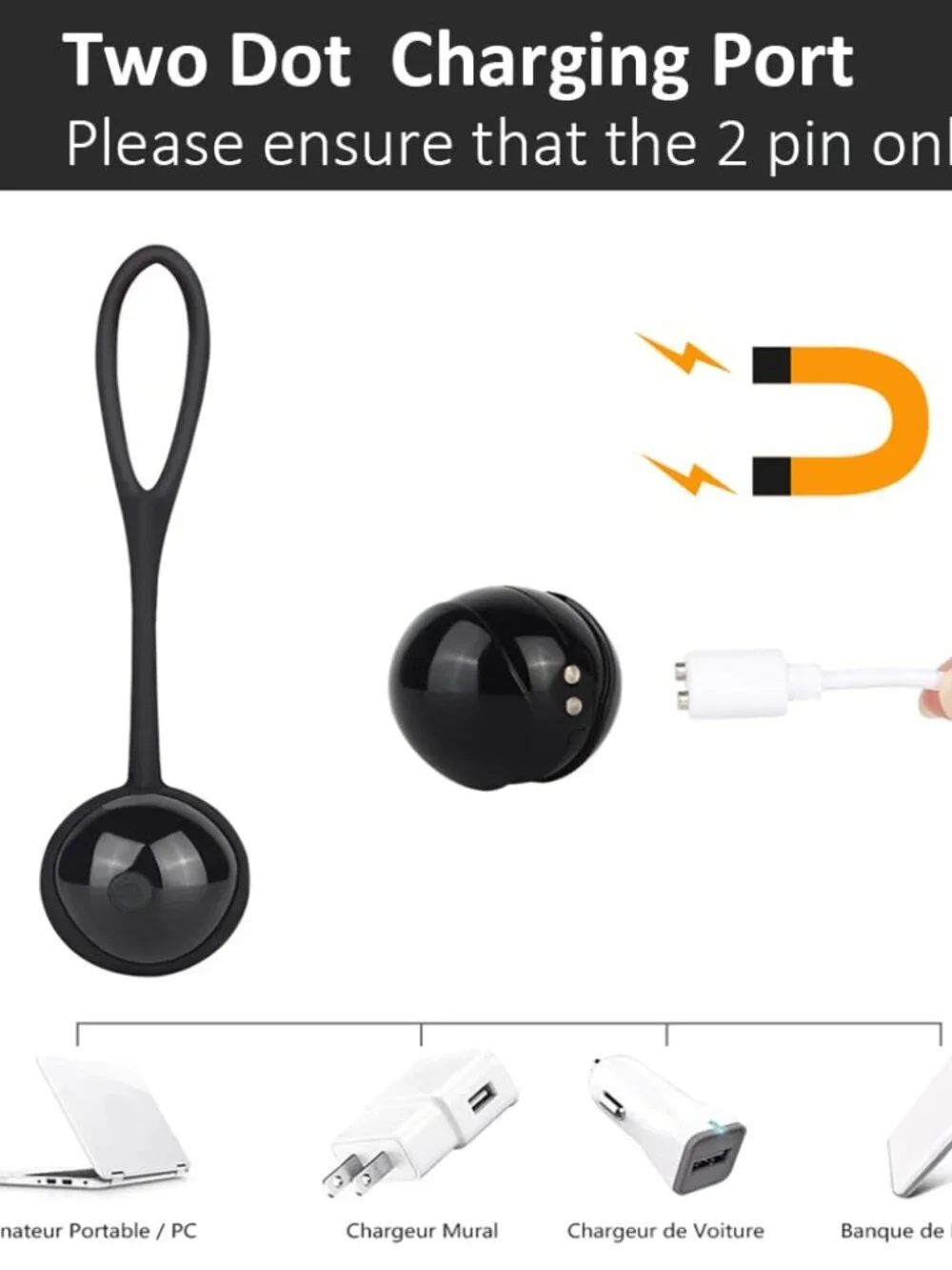 5mm Magnetic USB DC Charger Cable 2.7 feet with 2 Dots for Replacement Charging